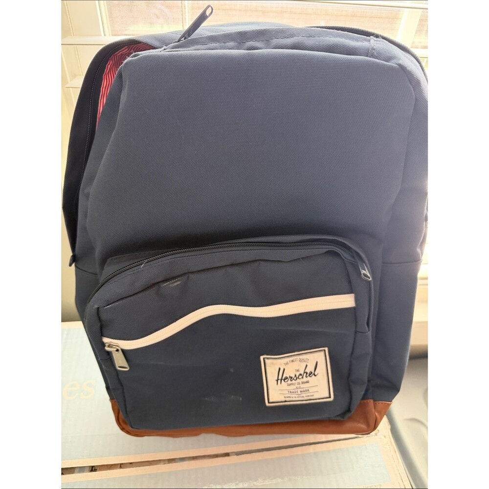 Herschel Supply Company Navy Backpack with Brown Base and White Trim